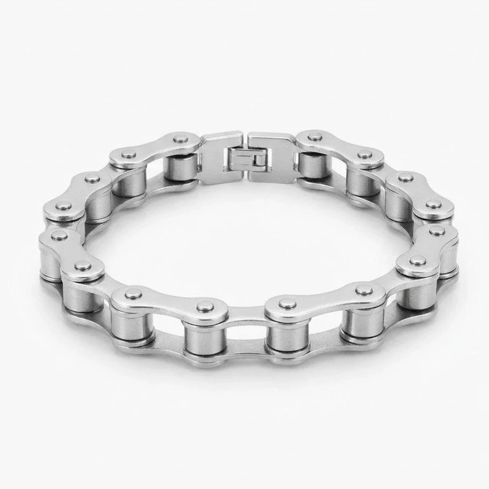 Punk Biker Bicycle Chain Link Bracelet Silver Industrial Jewelry Stainless Steel